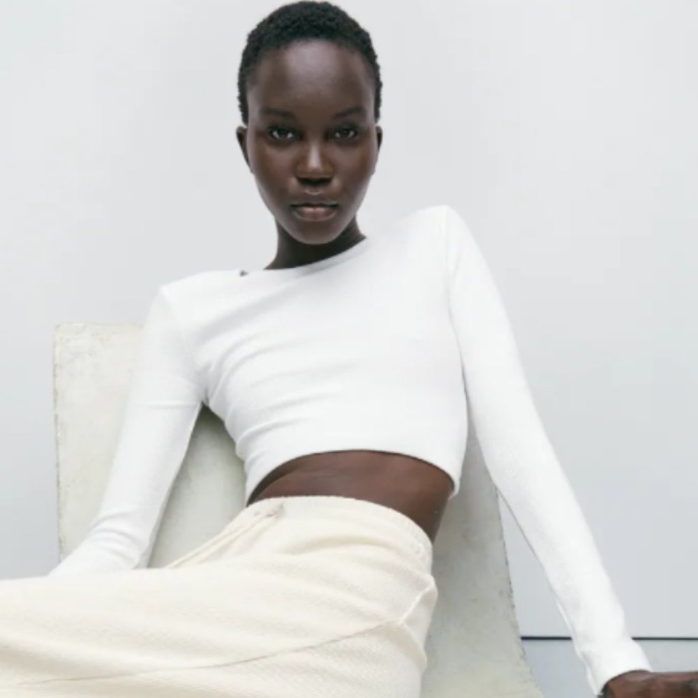 Zara Textured Crop Top - Size S